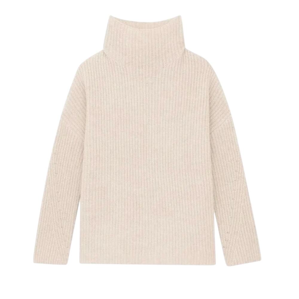 Naadam Oversized Winter White Ribbed Turtleneck Sweater Size S